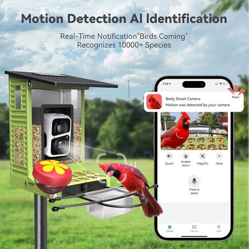 Rayki Solar Bird Leader مع كاميرا لمراقبة الطيور ، 2K HD مع التعرف على الذكاء الاصطناعي وتنبيهات التطبيق في الوقت الحقيقي ، Smart Birdfeeder House في الهواء الطلق ، IP65 مقاومة للماء ، هدايا مثالية لمحبي الطيور ، الأزرق in Kuwait