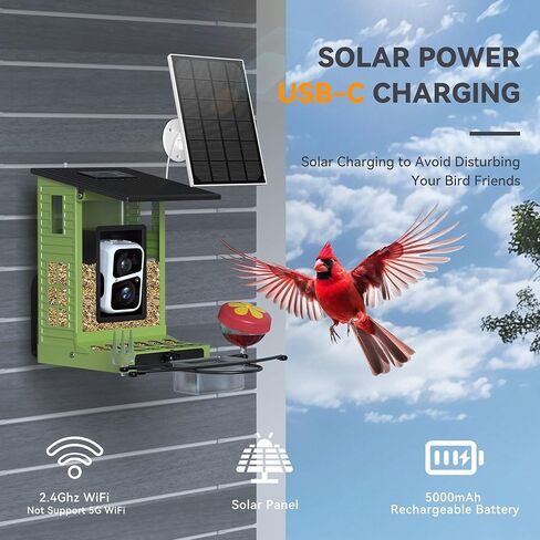 Rayki Solar Bird Leader مع كاميرا لمراقبة الطيور ، 2K HD مع التعرف على الذكاء الاصطناعي وتنبيهات التطبيق في الوقت الحقيقي ، Smart Birdfeeder House في الهواء الطلق ، IP65 مقاومة للماء ، هدايا مثالية لمحبي الطيور ، الأزرق in Kuwait
