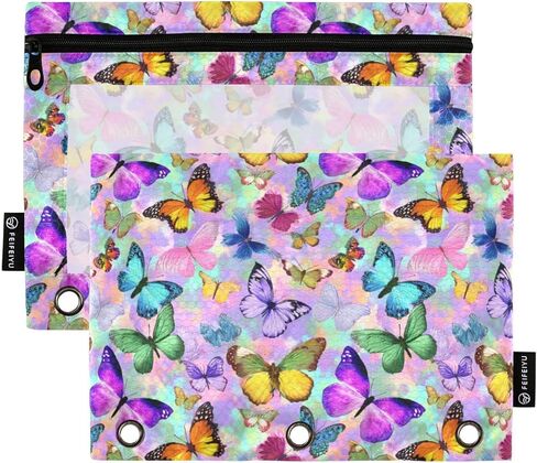 Binder Pouches,Pink Ribbon Bows Pencil Pouch for 3 Ring Binder 2 Pack Clear Pencil Bag with Zipper for Office School Supplies in Kuwait