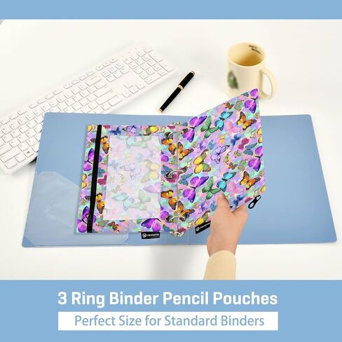 Binder Pouches,Pink Ribbon Bows Pencil Pouch for 3 Ring Binder 2 Pack Clear Pencil Bag with Zipper for Office School Supplies in Kuwait