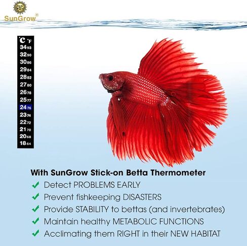 SunGrow Test Kit for Aquarium, Accurate Water Quality Monitoring, Essential Tool for Fish Keepers and Tank Maintenance, 1 Bottle with 100 Strips & 3-Piece Sticker Thermometer, 1 Set Per Pack in Saudi Arabia