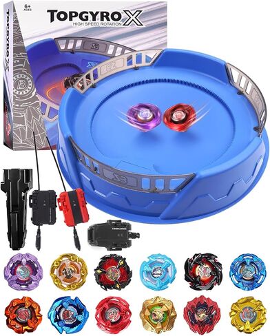 X Stadium Battle Set with X-Celeration Rail, 6 Right-Spin Tops, 2 Launchers and 1 Arena, Blade Battling Xtreme Game in Kuwait