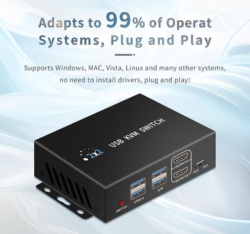 kvm Switch hdmi 8K@60HZ, 4* USB3.0(USB-A*3&USB-C) kvm Switch 1 Monitors 2 Computers,HDMI USB kvm Switches 2 Computers 1 Monitor,USB Switch 2 Computers Mouse Keyboard Switch,with Desktop Controller in Saudi Arabia