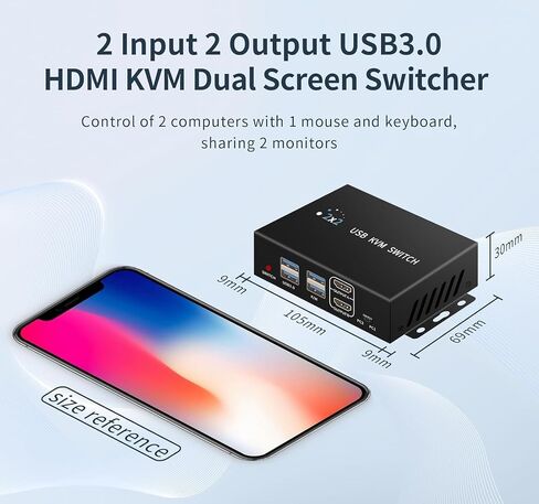 kvm Switch hdmi 8K@60HZ, 4* USB3.0(USB-A*3&USB-C) kvm Switch 1 Monitors 2 Computers,HDMI USB kvm Switches 2 Computers 1 Monitor,USB Switch 2 Computers Mouse Keyboard Switch,with Desktop Controller in Saudi Arabia