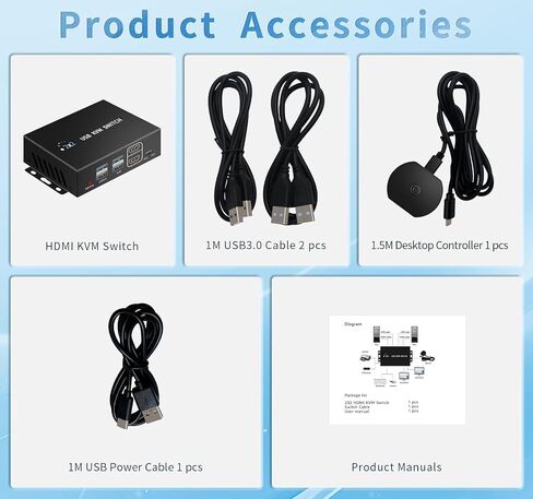 kvm Switch hdmi 8K@60HZ, 4* USB3.0(USB-A*3&USB-C) kvm Switch 1 Monitors 2 Computers,HDMI USB kvm Switches 2 Computers 1 Monitor,USB Switch 2 Computers Mouse Keyboard Switch,with Desktop Controller in Saudi Arabia