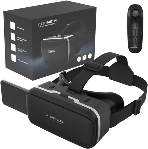 VR Headset with Controller for iPhone & Android – 3D Virtual Reality Glasses for 4.7″–6.5″ Phones, Adjustable Goggles for Movies, Games, Gift-Ready in Saudi Arabia