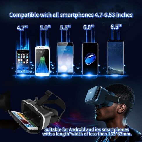 VR Headset with Controller for iPhone & Android – 3D Virtual Reality Glasses for 4.7″–6.5″ Phones, Adjustable Goggles for Movies, Games, Gift-Ready in Saudi Arabia