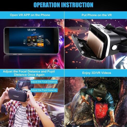 VR Headset with Controller for iPhone & Android – 3D Virtual Reality Glasses for 4.7″–6.5″ Phones, Adjustable Goggles for Movies, Games, Gift-Ready in Saudi Arabia