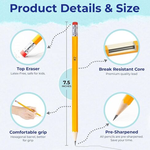 Pencils Bulk, 365 Pack, Pre Sharpened #2, Pencils for Kids, Easy Hold Grip With Erasers On Top, Sharpened #2 HB for Effortless Writing, Perfect for Classroom Use and Back to School Supplies in Saudi Arabia