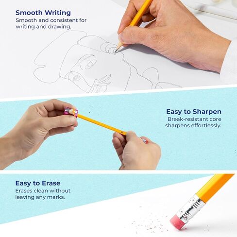 Pencils Bulk, 365 Pack, Pre Sharpened #2, Pencils for Kids, Easy Hold Grip With Erasers On Top, Sharpened #2 HB for Effortless Writing, Perfect for Classroom Use and Back to School Supplies in Saudi Arabia