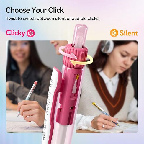 WRITECH Retractable Gel Ink Pens: 0.5mm Black-Ink Switch Between Silent and Clicky Soft Grip Fine Point Pen for Journaling Smooth Writing Quick-dry No Bleed 10ct in Saudi Arabia