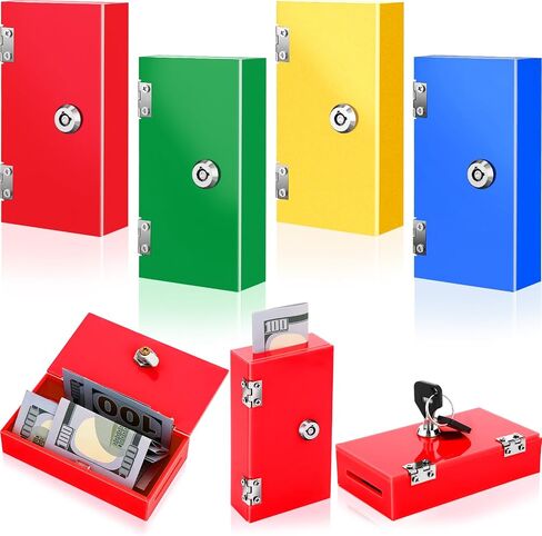 Honeydak 4 Pack Acrylic Cash Box Portable Winners Bank Casino Cash Box with 2 Keys Pocket Sized Money Safe Colored Safe Storage Stops Addictive Urges in Saudi Arabia
