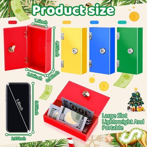 Honeydak 4 Pack Acrylic Cash Box Portable Winners Bank Casino Cash Box with 2 Keys Pocket Sized Money Safe Colored Safe Storage Stops Addictive Urges in Saudi Arabia