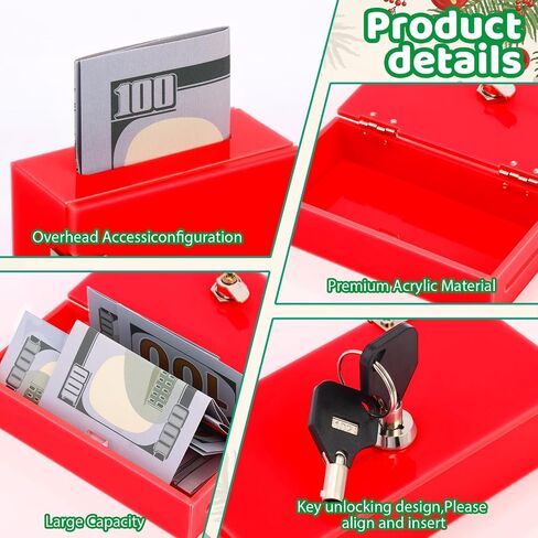 Honeydak 4 Pack Acrylic Cash Box Portable Winners Bank Casino Cash Box with 2 Keys Pocket Sized Money Safe Colored Safe Storage Stops Addictive Urges in Saudi Arabia