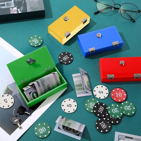 Honeydak 4 Pack Acrylic Cash Box Portable Winners Bank Casino Cash Box with 2 Keys Pocket Sized Money Safe Colored Safe Storage Stops Addictive Urges in Saudi Arabia