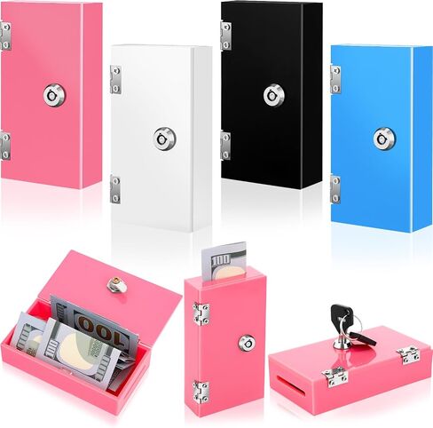 Honeydak 4 Pack Acrylic Cash Box Portable Winners Bank Casino Cash Box with 2 Keys Pocket Sized Money Safe Colored Safe Storage Stops Addictive Urges in Saudi Arabia
