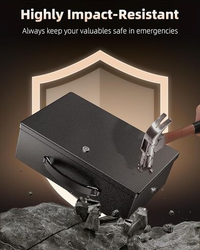 Uniclife Fireproof Document Box with Key Lock & Handle, 13" x 10.9" x 4.1", Large Lock Box for A4 Paper, Water-Resistant Safe Box for Valuables, Passports & Cash, Portable Security Metal Chest in Saudi Arabia