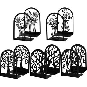 Faccito 5 أزواج نهايات كتاب ، Back Metal Bookends للأرفف الزخرفية ، سدادة الأشجار غير المتزلج وحامل رف الزهور للكتب الثقيلة ، لوازم المدرسة المنزلية. in Kuwait