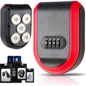 صندوق المفاتيح المغناطيسية للسيارة مع 5 مغناطيس قوي ، إخفاء مفتاح في الخارج مع صندوق قفل مزيج قابل لإعادة الاستقرار ، أو حامل مفتاح مغناطيسي مقاوم للماء للهبوط في الهواء الطلق أو السيارة أو المنزل أو المكتب (1 ، أسود) in Kuwait