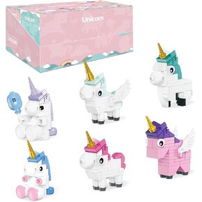 مجموعة ألعاب البناء يونيكورن ، 6 ألعاب يونيكورن لطيفة متوافقة مع مجموعات LEGO ، تفضل حفلات Unicorn للأطفال Goodie Bags Gift for Girls Boys 6 7 8 9 10 in Kuwait