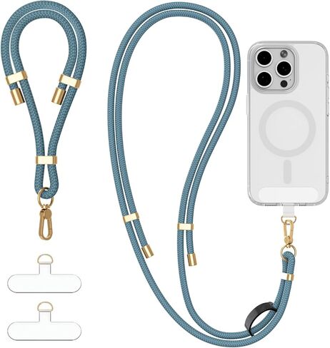 4-in-1 Phone Lanyard + Wrist Strap Kit مع علامات تبويب 2 حزمة ، وحزام الهاتف القابل للتعديل العالمي ، وحبل العنق المضاد للسرقة لـ iPhone 16 Pro Max ومعظم الهواتف الذكية ، الأسود in Saudi Arabia