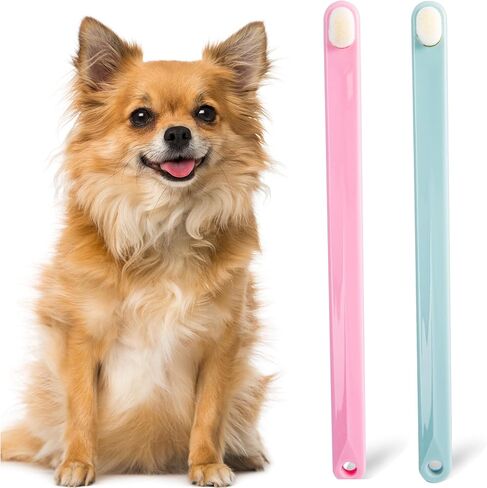 Small Dog Toothbrush, Cat & Puppy Tooth Brushing Kit, Ultra Soft & Mini 15° Curved Head Teeth Brush for Kitten & Tiny Pet, Doggy Toothbrushes Deep Dental Clean, Soft Bristles, 2 PCS - White in Kuwait