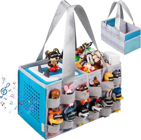 Carrying Case Compatible with Tonies Box with Audio Position, Portable Travel Storage Bag for Tonies Figures with 24 Elastic Strap, Soft Felt Organizer Case for Tonies Accessories (Gray&Red) in Saudi Arabia
