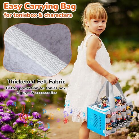 Carrying Case Compatible with Tonies Box with Audio Position, Portable Travel Storage Bag for Tonies Figures with 24 Elastic Strap, Soft Felt Organizer Case for Tonies Accessories (Gray&Red) in Saudi Arabia