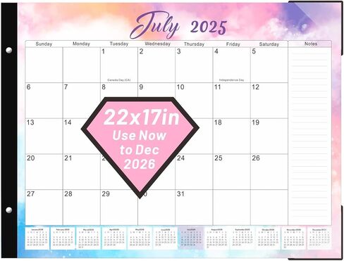 تقويم مكتب كبير 2025-2026 22x17 بوصة ، 18 شهرًا ، يوليو 2025 إلى ديسمبر 2026 ، مناسب للمنزل أو المدرسة أو المكتب ، تقويم التخطيط الشهري in Saudi Arabia