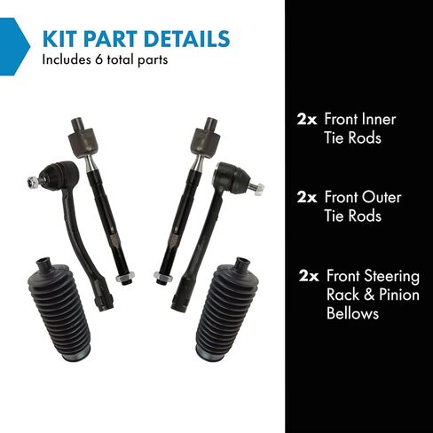TRQ Front Steering Kit Steering Rack & Pinion Bellow Tie Rod Compatible with 2009-2012 Acura TSX in Kuwait