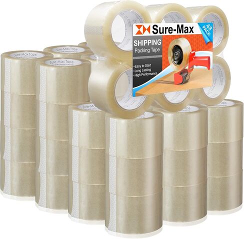 Sure-Max 24 Rolls Extra-Wide Shipping & Packing Tape (3" x 110 yard/330' Each) - Moving & Adhesive Carton Sealing - 2.0mil Clear in Saudi Arabia