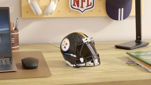 NFL Echo Dot Bundle: Includes Echo Dot | Glacier White and Limited-Edition NFL Helmet Stand | Pittsburgh Steelers in Saudi Arabia