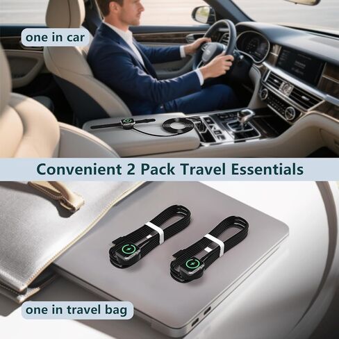 2 Pack for Apple Watch Charger, [MFi Certified] iWatch Charger Cable 3.3FT Magnetic Cord Compatible with iWatch Series 10/SE 2/SE/9/8/7/6/5/4/3/2/1-White in Kuwait