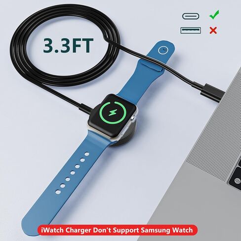 2 Pack for Apple Watch Charger, [MFi Certified] iWatch Charger Cable 3.3FT Magnetic Cord Compatible with iWatch Series 10/SE 2/SE/9/8/7/6/5/4/3/2/1-White in Kuwait