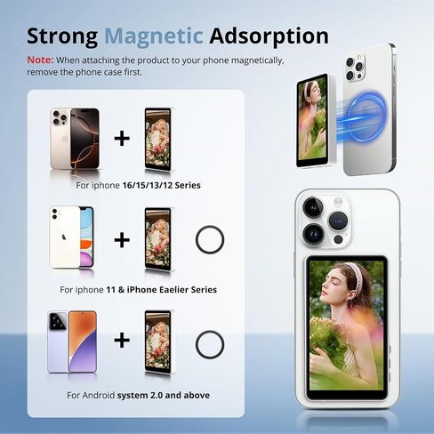 Selfie Monitor Screen iPhone,Magnetic Selfie Screen 4K 60fps Bluetooth Remote,Back Camera Monitor for Vlog Live Stream TikTok,Wireless Screen Mirroring with iPhone & Android(Pink) in Saudi Arabia