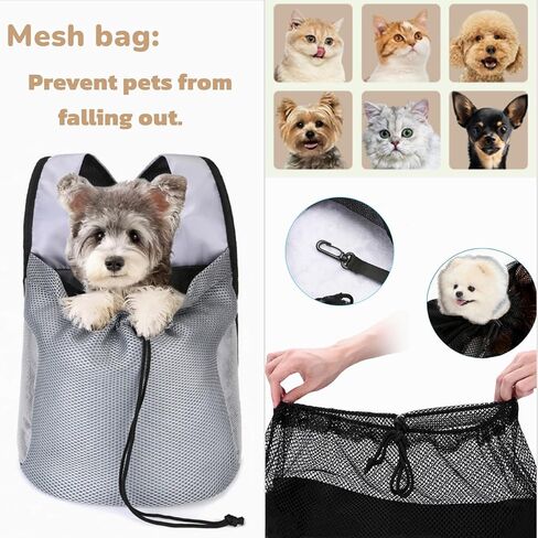 حقائب الظهر الأمامية الحاملة الناقلة Cat Carrier Pet Travel Carriers للكلاب الصغيرة والقطط جرو هريرة سفر حقيبة الظهر الخفيفة الوزن الكلب ، شبكة التهوية (رمادية) in Saudi Arabia