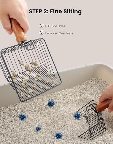 مغرفة القمامة القط مع حامل ، مغرفة القمامة للقطط المعدنية ، مجرفة عميقة من الفولاذ المقاوم للصدأ ، مغرفة سريعة للقطعة - فضية مع حامل رمادي in Kuwait