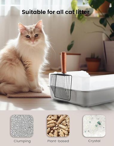 مغرفة القمامة القط مع حامل ، مغرفة القمامة للقطط المعدنية ، مجرفة عميقة من الفولاذ المقاوم للصدأ ، مغرفة سريعة للقطعة - فضية مع حامل رمادي in Kuwait