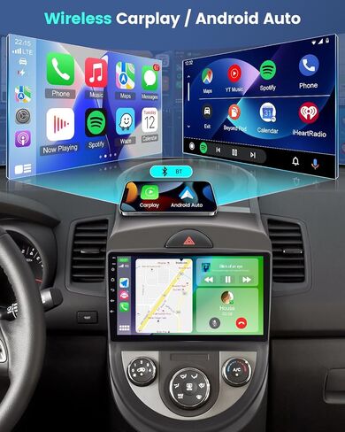 2+64G لسيارة KIA Soul 2010 2011 2012 2013 Android Car Stereo مع Carplay اللاسلكي وAndroid Auto - راديو بشاشة لمس عالية الدقة 9 بوصة مع EQ DSP، GPS، WiFi، FM/RDS + كاميرا الرؤية الخلفية AHD in Saudi Arabia
