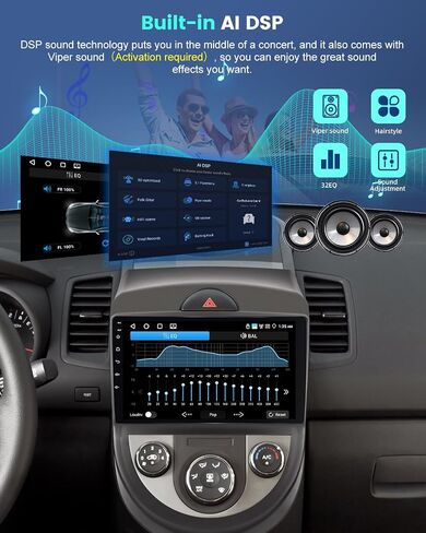 2+64G لسيارة KIA Soul 2010 2011 2012 2013 Android Car Stereo مع Carplay اللاسلكي وAndroid Auto - راديو بشاشة لمس عالية الدقة 9 بوصة مع EQ DSP، GPS، WiFi، FM/RDS + كاميرا الرؤية الخلفية AHD in Saudi Arabia