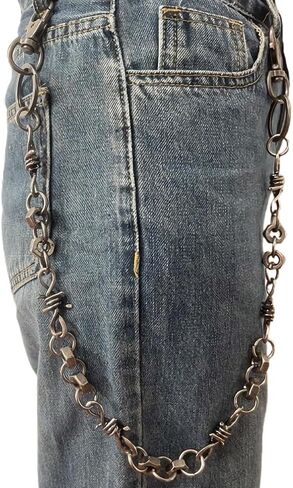 PINKPIN Chains for Men Wallet Chain with 3 Hooks Biker Chains Jean Pocket Chain Unisex Hip Hop Pant Trouser Chain for Women Silver in Saudi Arabia