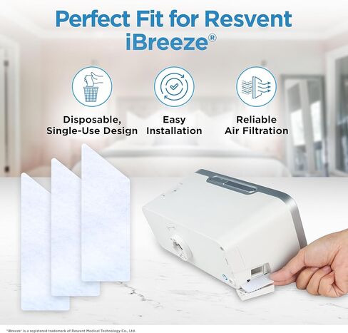 resplabs CPAP Filters Compatible with Resvent iBreeze CPAP and BiPAP Machines - Standard Replacement Filter (60-Pack) in Kuwait