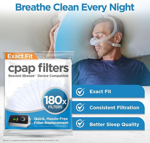 resplabs CPAP Filters Compatible with Resvent iBreeze CPAP and BiPAP Machines - Standard Replacement Filter (60-Pack) in Kuwait
