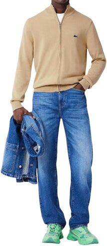 Lacoste Men Long Long Full zip Cotton Jersey Sweater in Kuwait