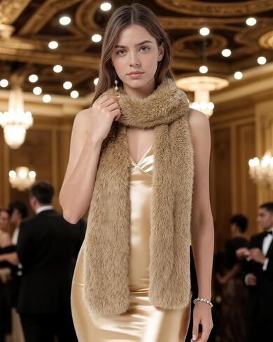 غلاف وشاح من طوق الفراء للنساء الطويلة ، غلاف شتاء دافئ بارد سرق شال يتجاهل الرقبة أكثر دفئًا in Kuwait