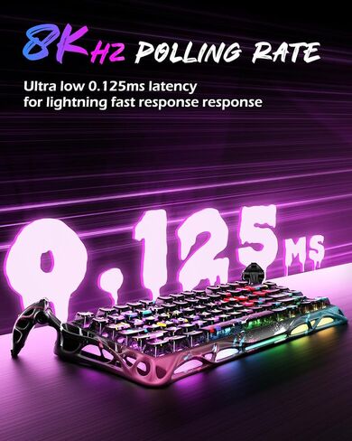 Gravastar Mercury V75 He Keyboard ، 75 ٪ Hall-Hall-Effect Magnetic Switch Mameboard ، استطلاع 8000 هرتز ، 0.005RT ، سلكي USB-C ، RGB الخلفية ، تشغيل قابل للتعديل ، شاسيه شبه ألومينيوم أسود in Saudi Arabia