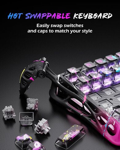Gravastar Mercury V75 He Keyboard ، 75 ٪ Hall-Hall-Effect Magnetic Switch Mameboard ، استطلاع 8000 هرتز ، 0.005RT ، سلكي USB-C ، RGB الخلفية ، تشغيل قابل للتعديل ، شاسيه شبه ألومينيوم أسود in Saudi Arabia