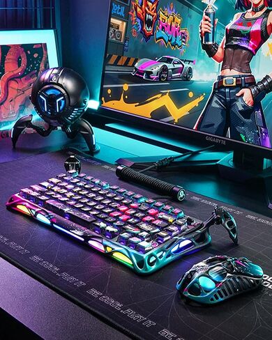 Gravastar Mercury V75 He Keyboard ، 75 ٪ Hall-Hall-Effect Magnetic Switch Mameboard ، استطلاع 8000 هرتز ، 0.005RT ، سلكي USB-C ، RGB الخلفية ، تشغيل قابل للتعديل ، شاسيه شبه ألومينيوم أسود in Saudi Arabia