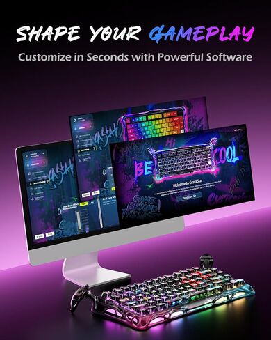 Gravastar Mercury V75 He Keyboard ، 75 ٪ Hall-Hall-Effect Magnetic Switch Mameboard ، استطلاع 8000 هرتز ، 0.005RT ، سلكي USB-C ، RGB الخلفية ، تشغيل قابل للتعديل ، شاسيه شبه ألومينيوم أسود in Saudi Arabia