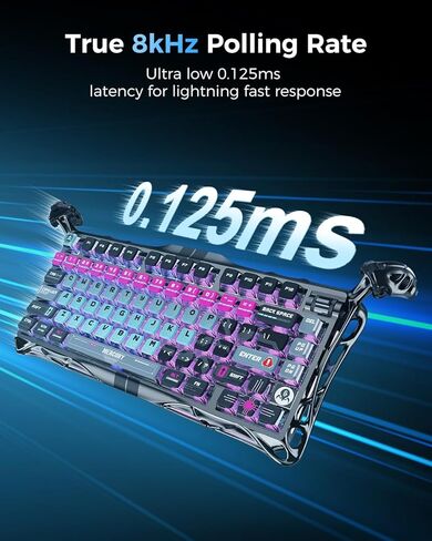 GravaStar Mercury V75 HE Keyboard, 75% Hall‑Effect Magnetic Switch Gaming Keyboard, 8000 Hz Polling, 0.005RT, Wired USB-C, RGB Backlit, Adjustable Actuation, Semi‑Aluminum Chassis-Stealth Black in Kuwait